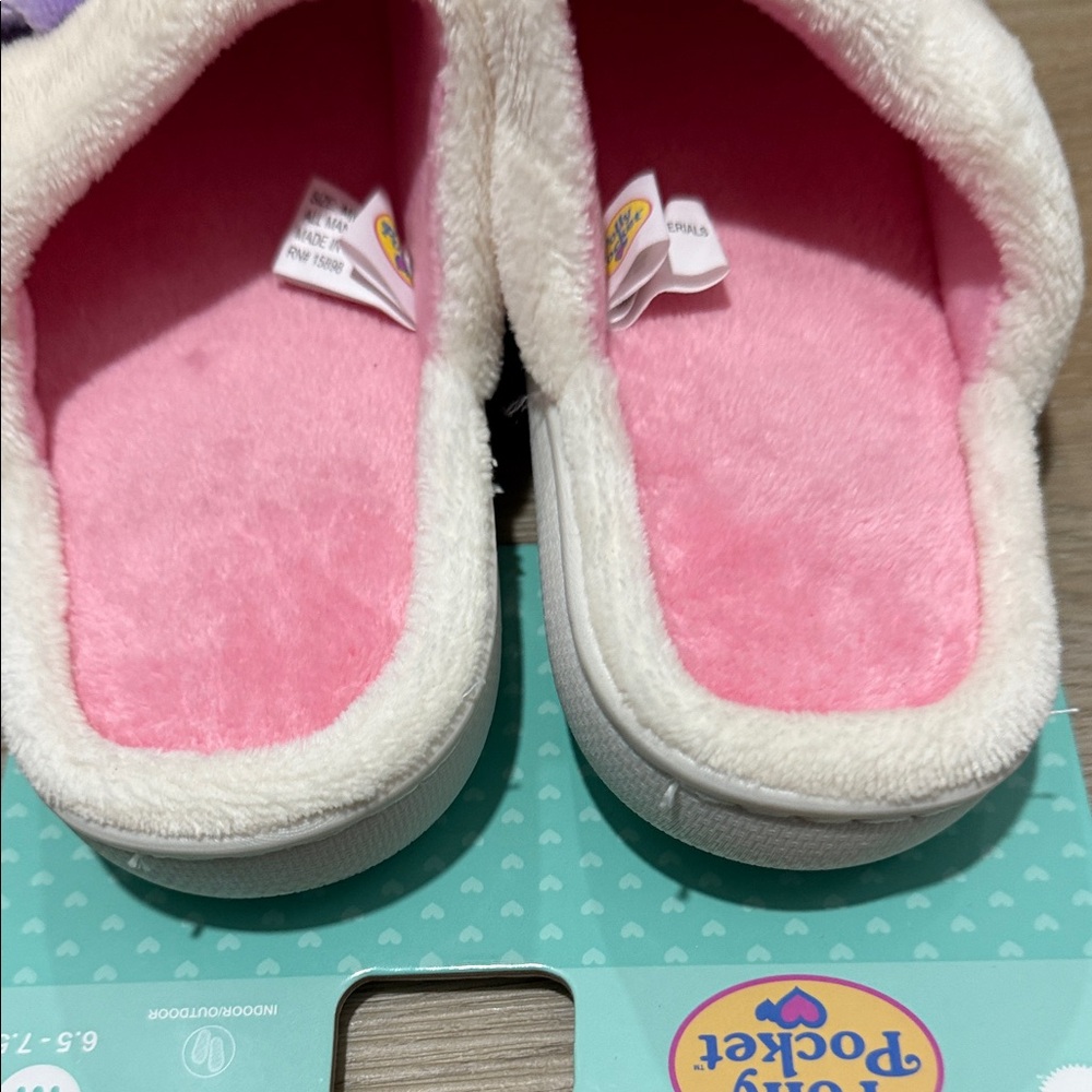 Polly Pocket Women's Cream Slippers with Pink & Purple Accents - Picture 4 of 9